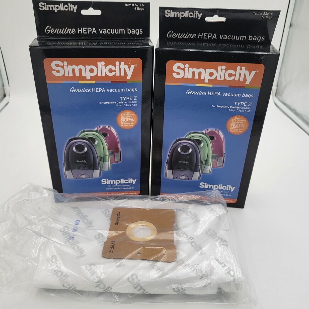 Simplicity Compact Type Z HEPA Vacuum Bags 1 open box of 6, 1 open box of 3